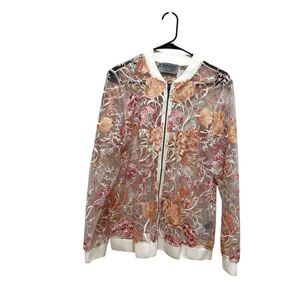 Ruff hewn embroidered flower bomber jacket Large